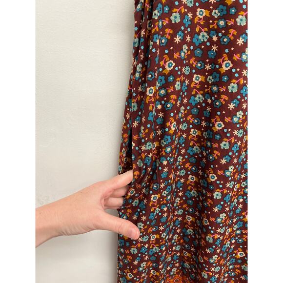 Natural Life Let's Just Go Wide-Leg Bohemian V-Neck 70s Floral Jumpsuit S/M - Picture 10 of 15